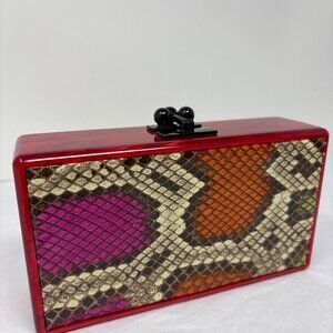 Edie parker jean panel python box clutch